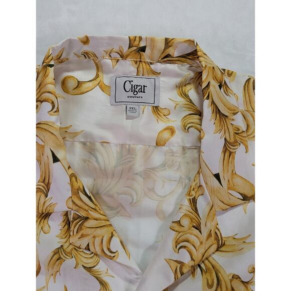 Gold Baroque Style Print Short Sleeve Sport Shirt Size 3XL by Cigar Couture - Picture 4 of 12